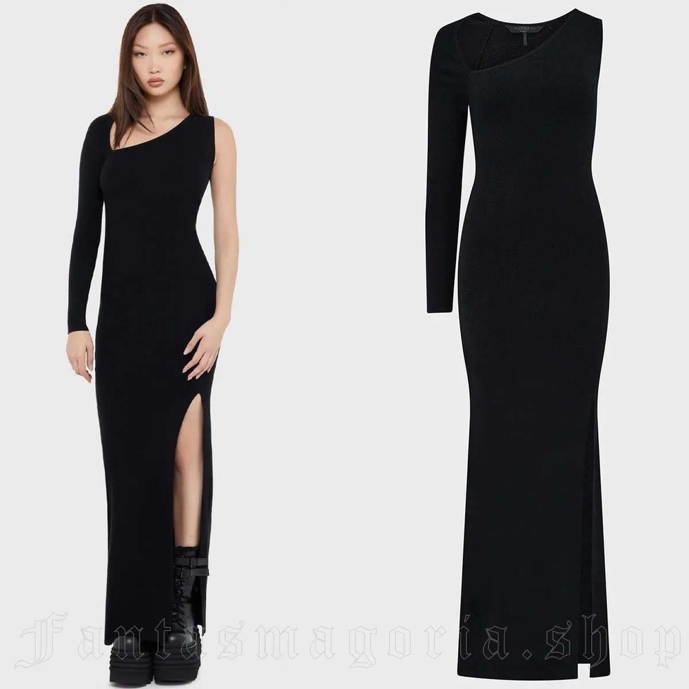 Killstar nightshaded maxi dress black asymmetrical cutout size XL